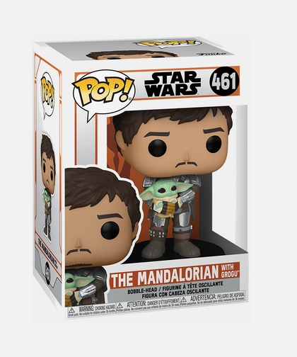 Figurine POP! The Mandalorian, Mando avec Grogu N°461